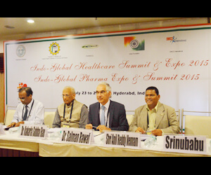 (From Left to Right) Dr PV Appa Rao, Dr. Kakarla Subba Rao, Dr Salman Rawaf, Anil Reddy Vennam