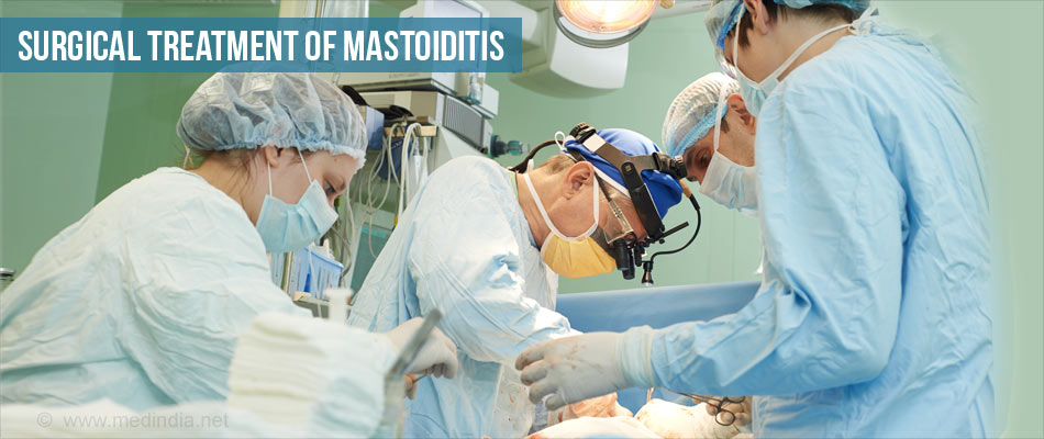 What causes fluid in mastoid cells?