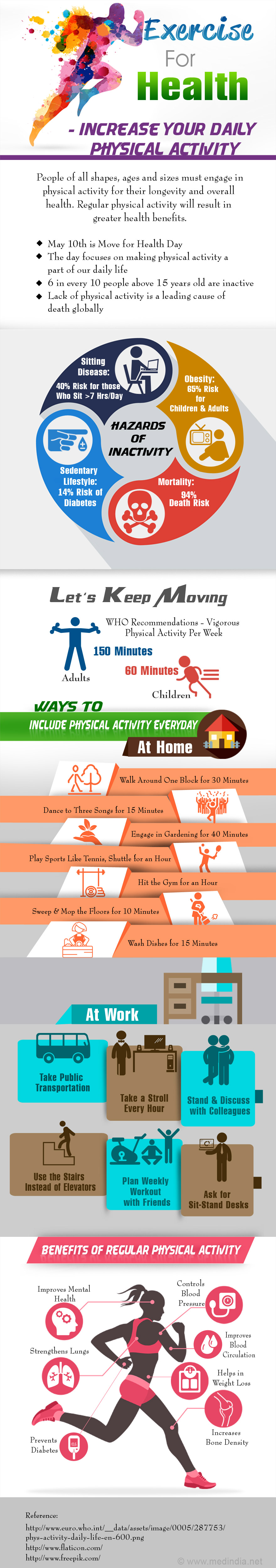 Move For Health - Increase Your Daily Physical Activity - Infographic