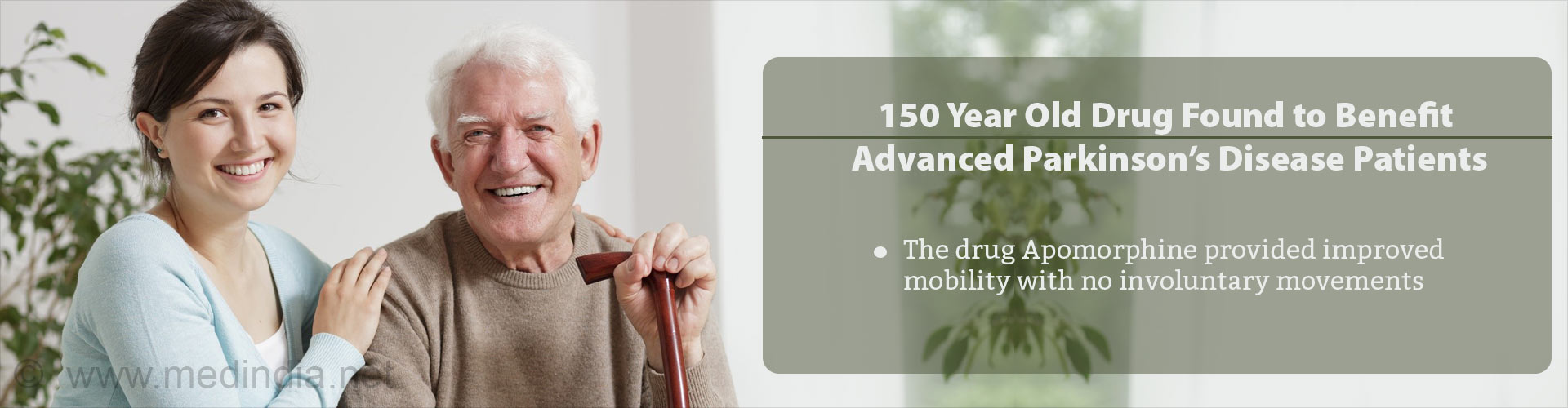 150 year old drug found to benefit advanced Parkinson's Disease patients
- The drug Apomorphine provides improved mobility with no involuntary movements