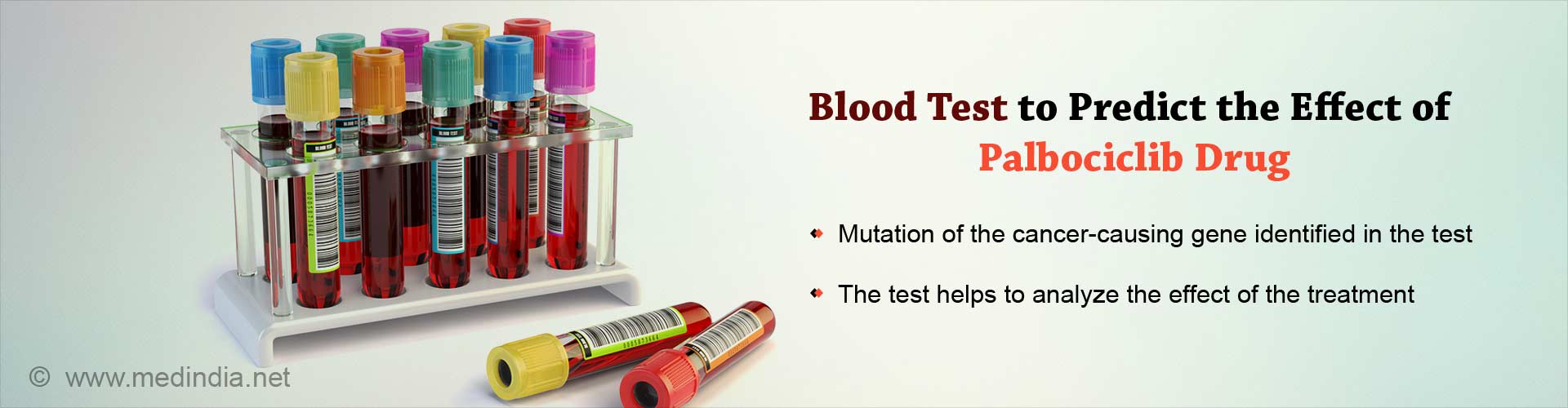 blood test to predict the effect of palbociclib drug
- mutation of the cancer-causing gene identified in the test
- the test helps to analyze the effect of the treatment