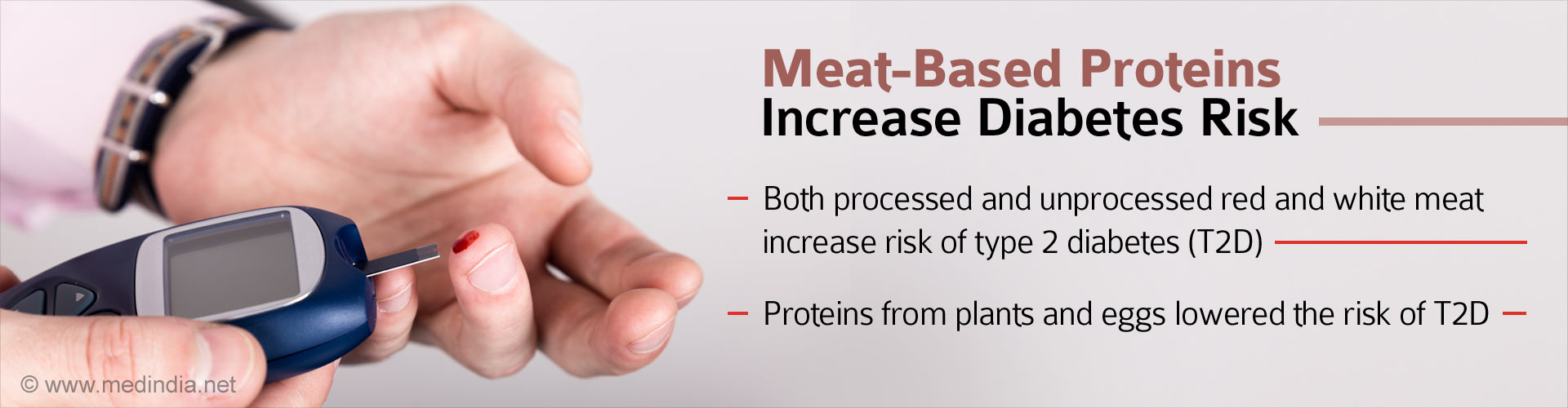 Meat-based proteins increase diabetes risk
- Both processed and unprocessed red and white meat increase risk of type 2 diabetes (T2D)
- Proteins from plants and eggs lowered the risk of T2D